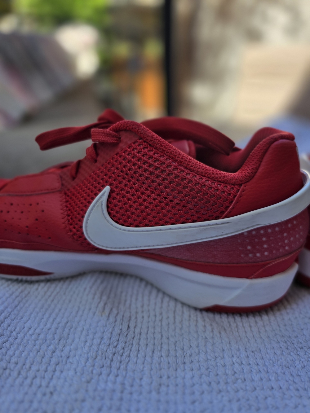 Nike Ja Morant 1 Men's Red Athletic Sneakers with White Accents - Picture 7 of 10